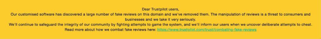 Trustpilot notice for FashionNova | De Reviews