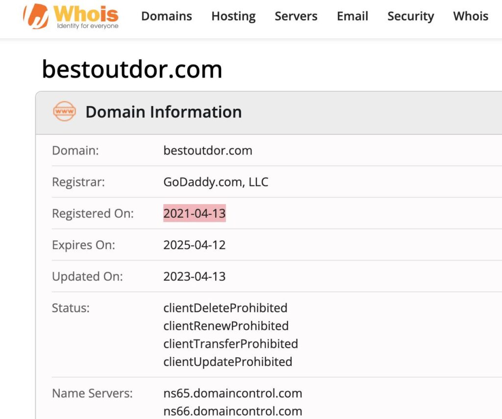 About Bestoutdor domain details