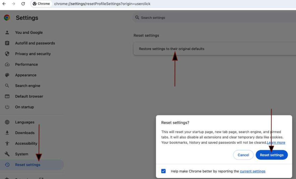 Restore Reset Chrome Browser settings to their original defaults 2 | De Reviews