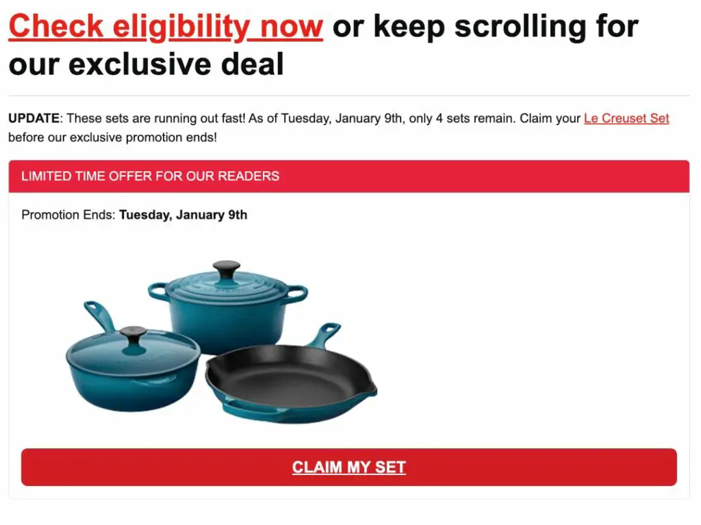 Selena Gomez Partners With Le Creuset For Cookware Giveaway Scam Screenshot 3 | De Reviews