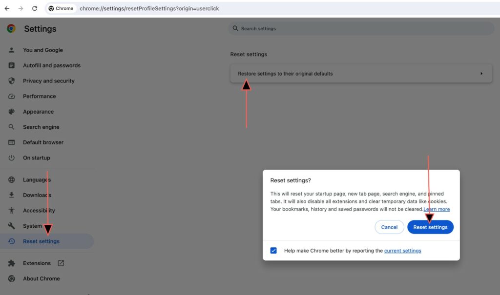 Restore Reset Chrome Browser settings to their original defaults 2 | De Reviews