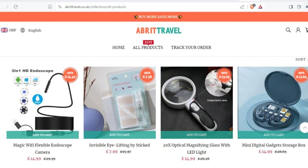 Abrittravel discounts on products.