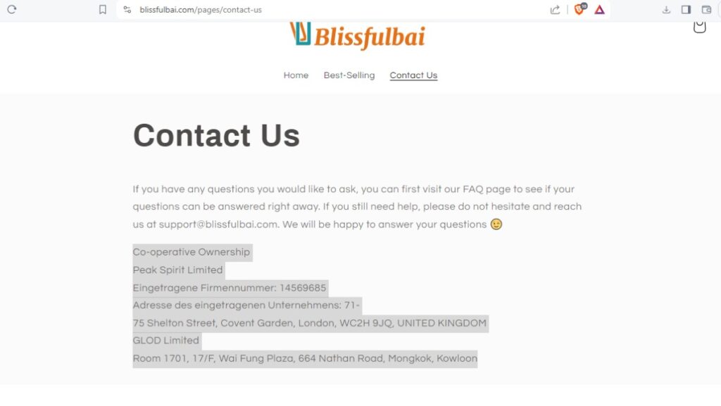 Blissfulbai Scam Or Genuine Blissfulbai Review Blissfulbai parent company name and address | De Reviews