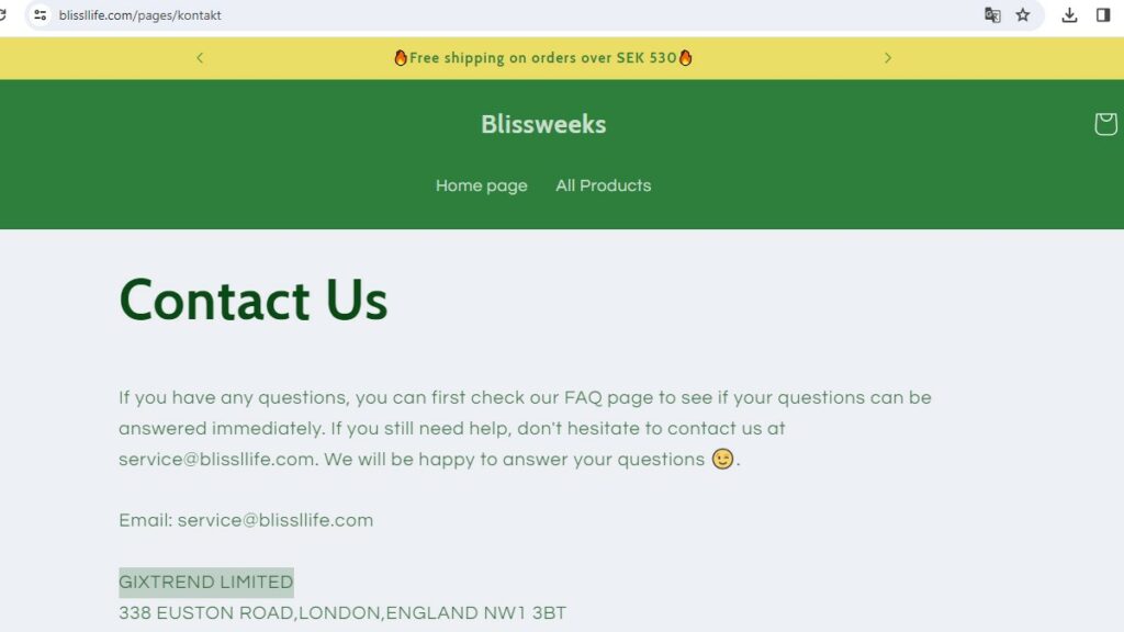 Blissweeks aka Blissllife Scam Or Genuine Blissllife Review Blissllife parent companys name and address | De Reviews