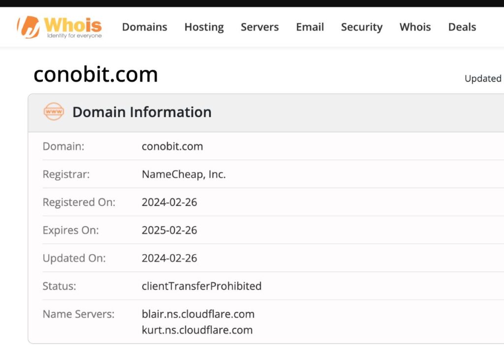 Conobit WHOIS Details