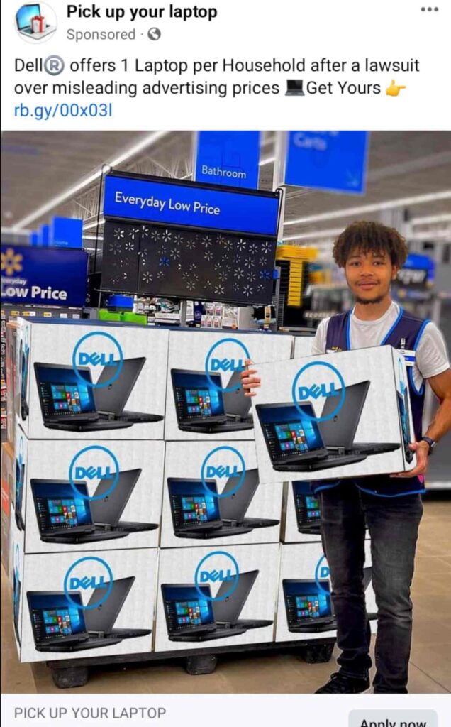 Dell Offers 1 Laptop Per Household Scam Post On Facebook.