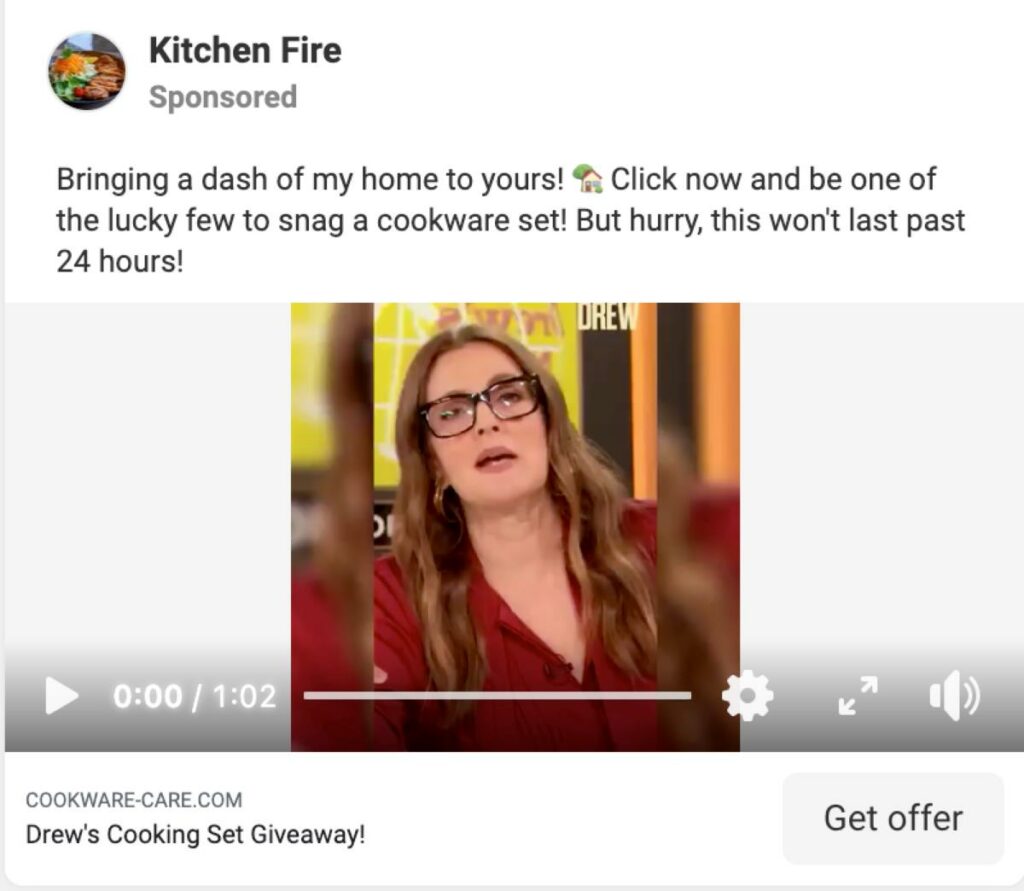 Drew | De Reviews's  Cooking Set Giveaway! Fraudulent post on facebook.