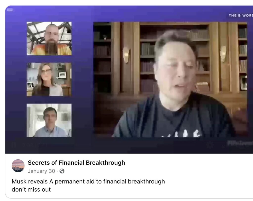 Elon Musk Aid To Financial Breakthrough, Scam On Facebook