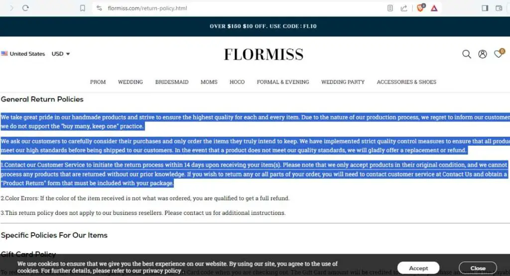 Flormiss return policy | De Reviews