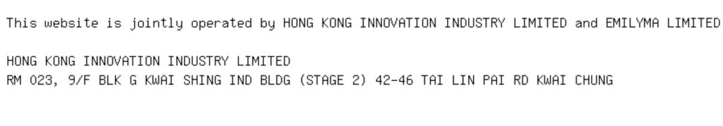 HONG KONG INNOVATION INDUSTRY LIMITED | De Reviews's address.
