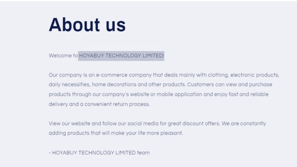 HOYABUY TECHNOLOGY LIMITED Scam Or Genuine?