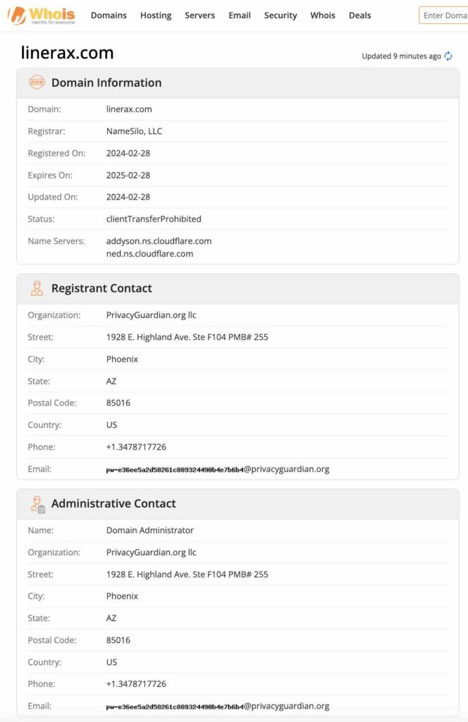 Linerax WHOIS Details
