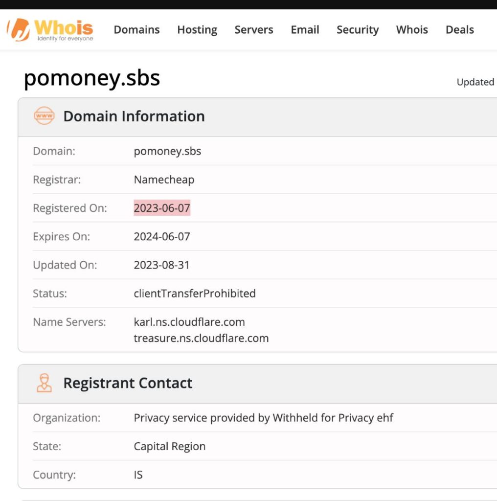 Pomoney Sbs WHOIS Details.