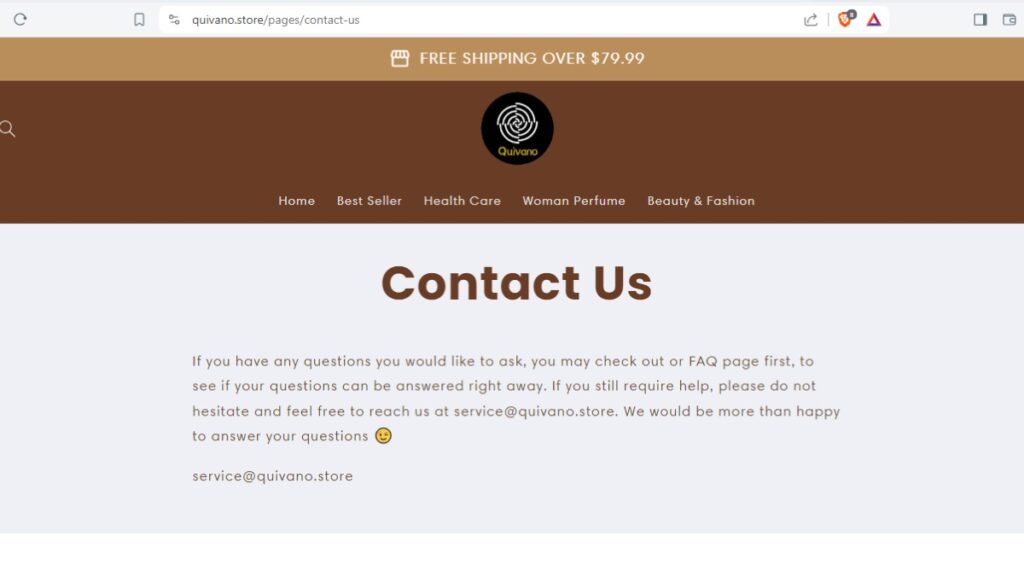 Quivano Store Scam Or Genuine Quivano Store Review Quivano Store contact information | De Reviews