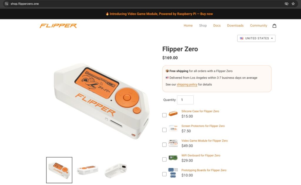 Screenshot showing the real price of Flipper Zero | De Reviews