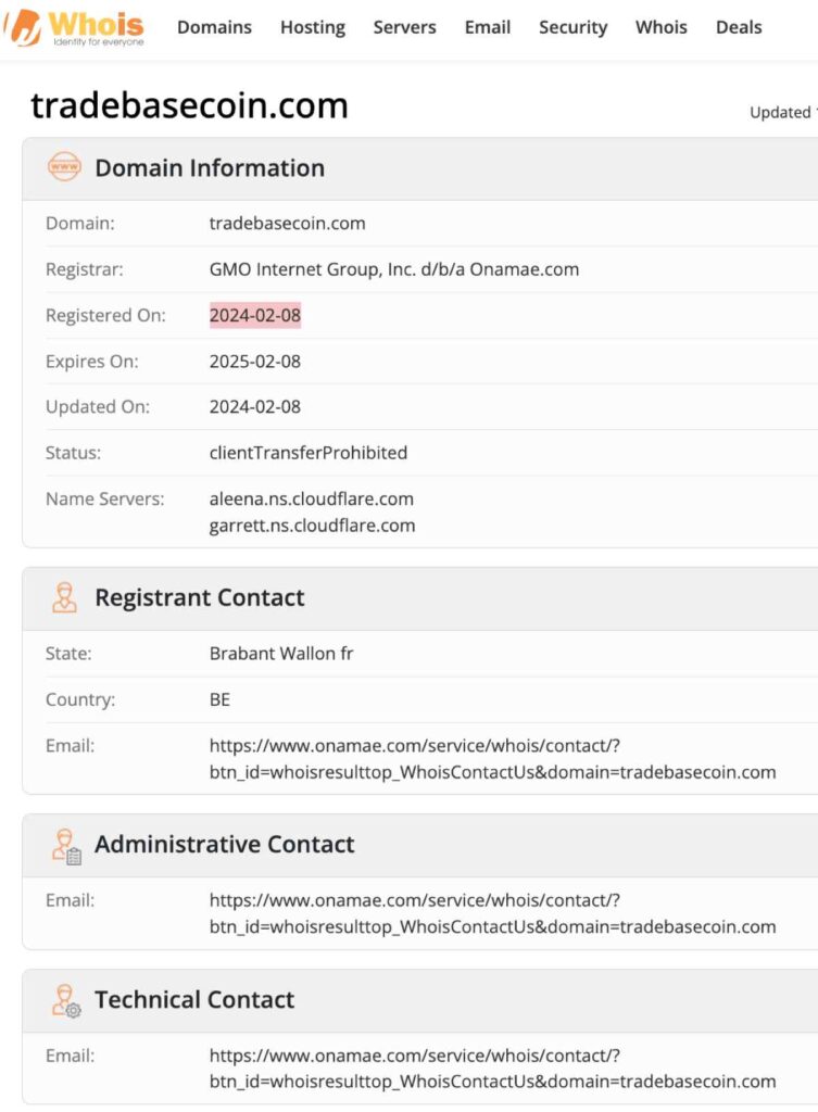 Tradebasecoin WHOIS Details