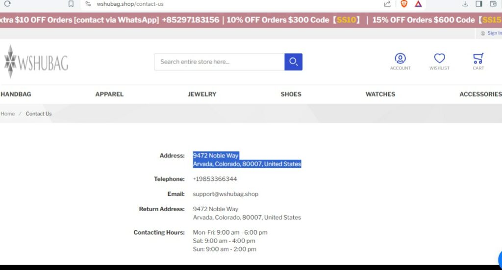 Wshubag Shop Scam Or Genuine Wshubag Shop Review Wshubag Shop contact information | De Reviews