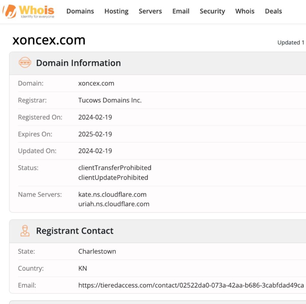 Xoncex WHOIS Details