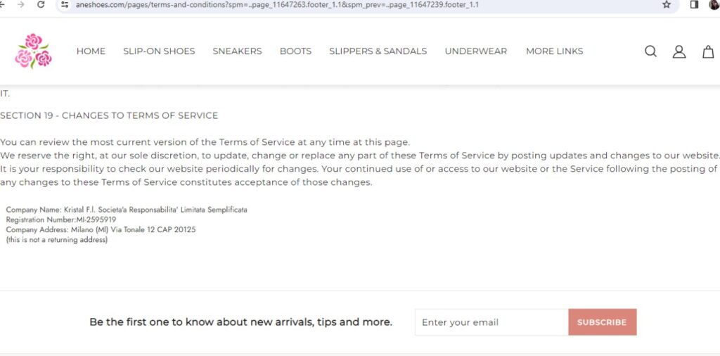 Aneshoes Scam Or Genuine? Legit? Aneshoes Review - Aneshoes contact information.