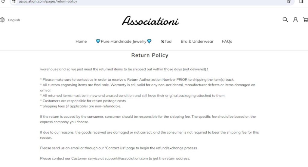 Associationi refund policy.