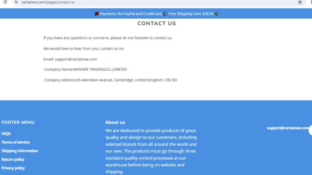 Certainow Scam Or Genuine? Legit? Certainow Review - Certainow contact information