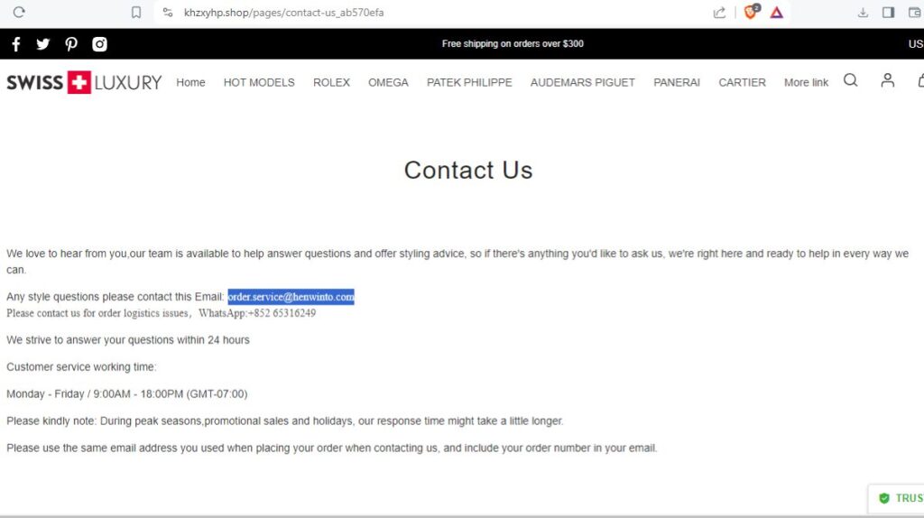Revealing about order.service@henwinto.com email! Scam Or Genuine?