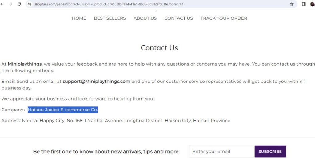 shopfunz contact information.