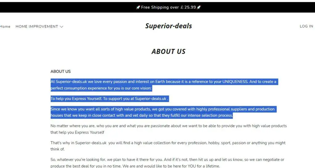 superior deals copied content copied about us page | De Reviews