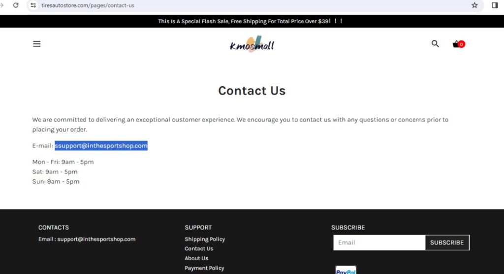 Tiresautostore Scam Or Genuine? Legit? Tiresautostore Review- Tiresautostore contact information.