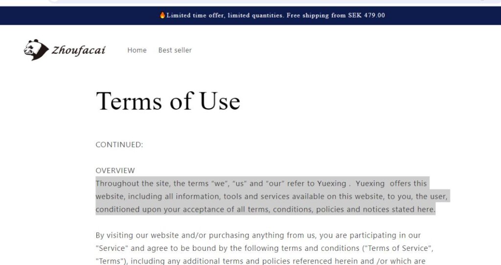 Zhoufacai website layout.