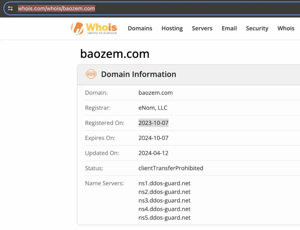 Baozem WHOIS Details | De Reviews