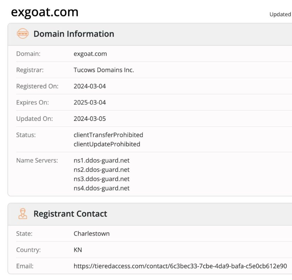 Exgoat WHOIS Details | De Reviews