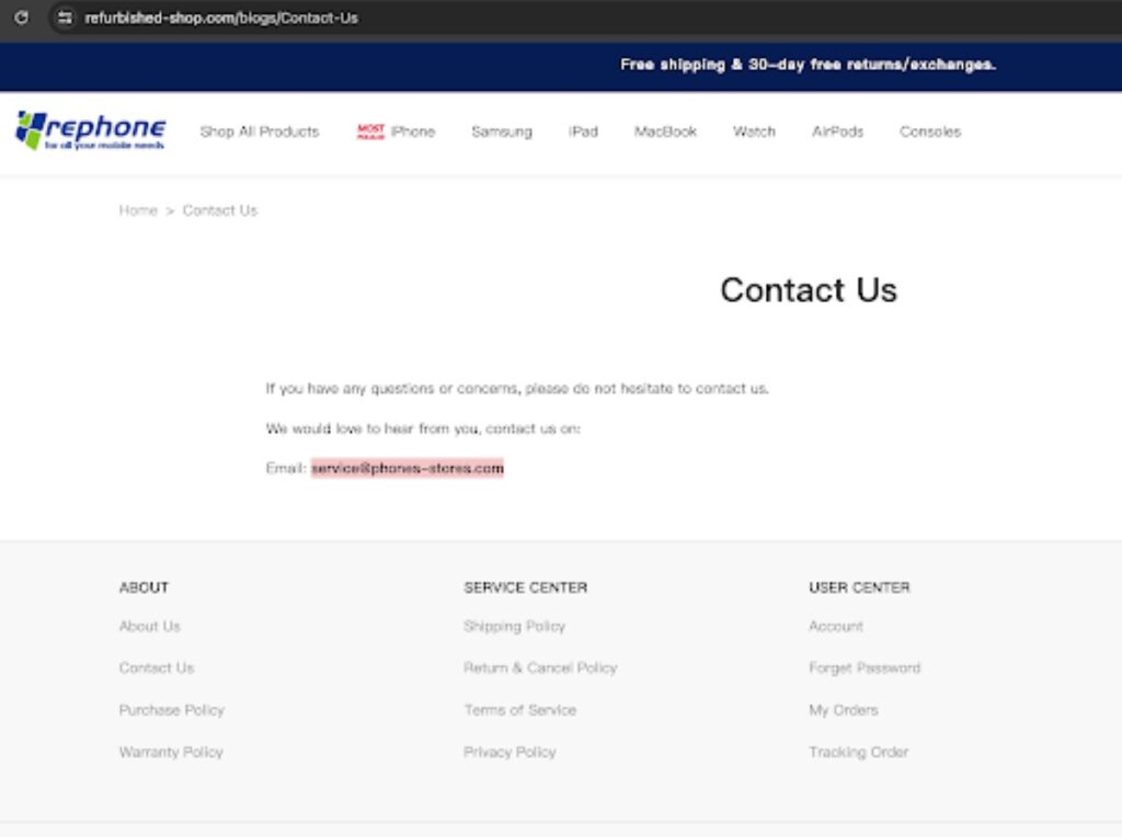 Refurbished Shop scam or genuine Refurbished Shop review Refurbished Shop contact information | De Reviews