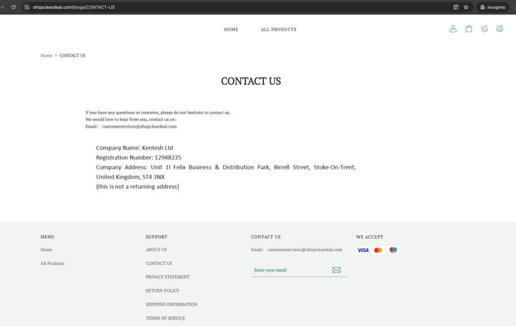 Shopcleardeal Scam Or Genuine Shopcleardeal Review Shopcleardeal parent company name and address | De Reviews