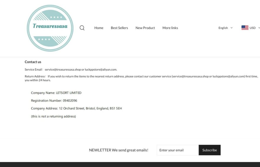 Treasuressasa Shop Scam Or Genuine Treasuressasa Shop Review Treasuressasa Shop parent company name and address | De Reviews