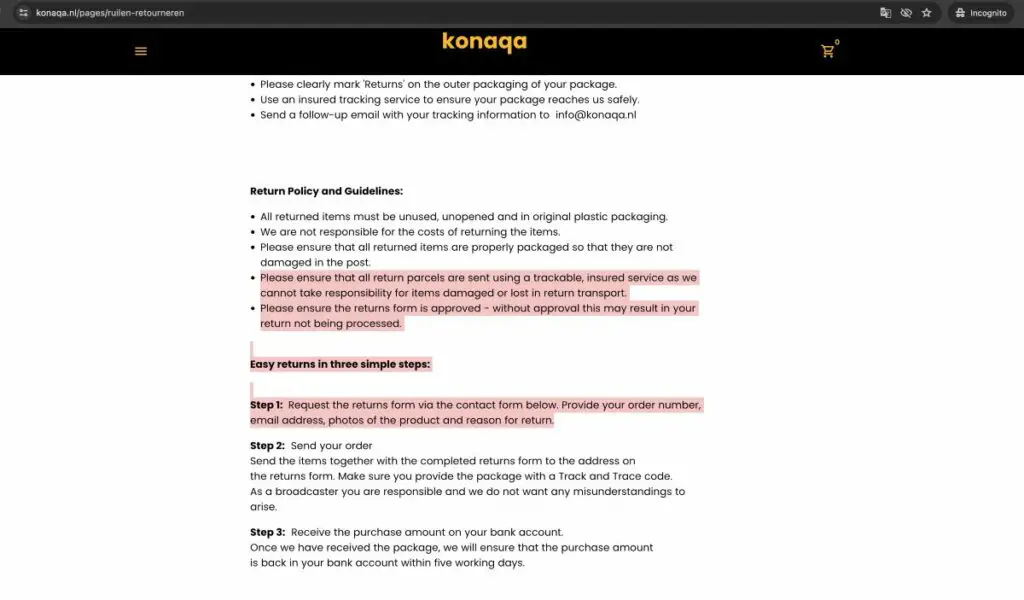 Konaqa Scam Or Genuine Konaqa Review Konaqa returns and exchanges | De Reviews