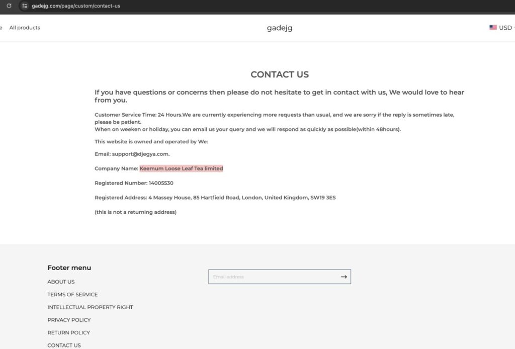 Gadejg Scam Or Genuine Gadejg Review Gadejg parent company name and address | De Reviews