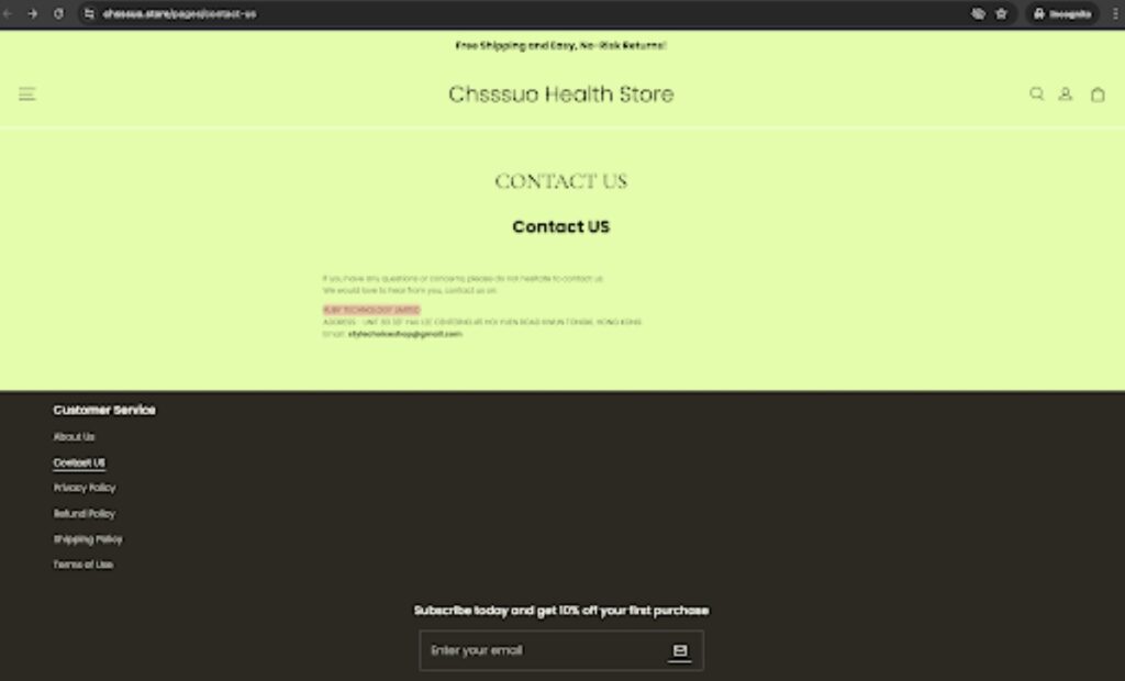 Chsssuo Store Scam Or Genuine Chsssuo Store Review Chsssuo Store parent company name and address | De Reviews