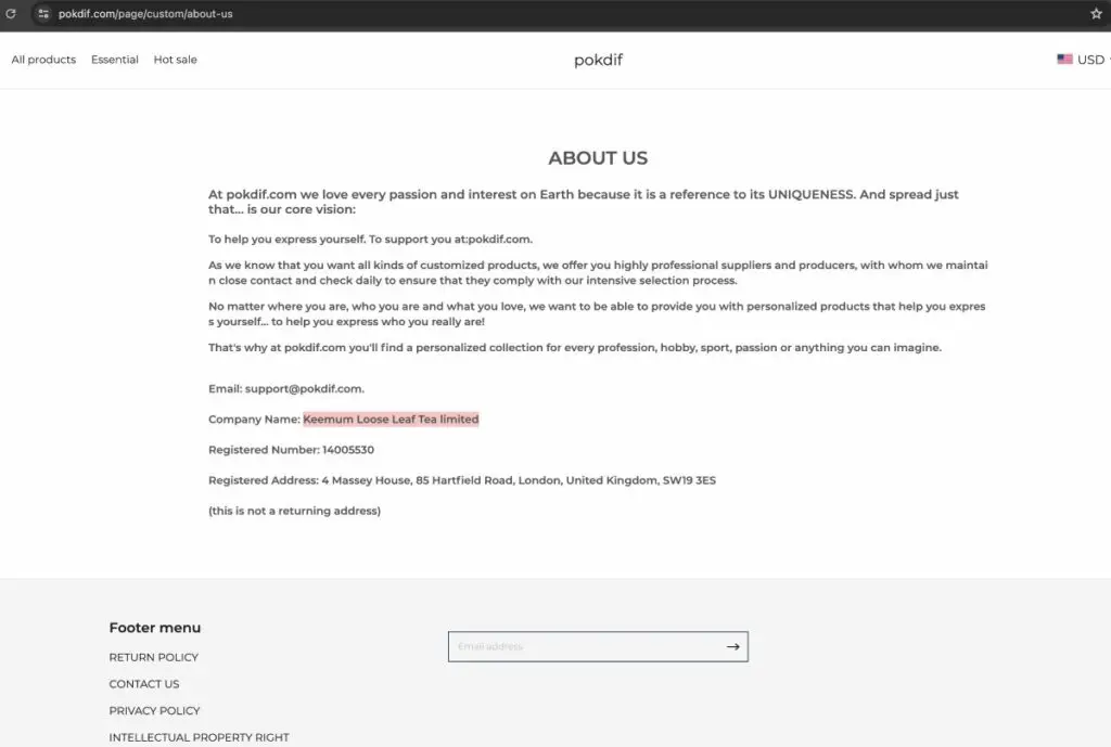 Pokdif Scam Or Genuine Pokdif Review Pokdif Parent Company Name and Address on its About Us page | De Reviews