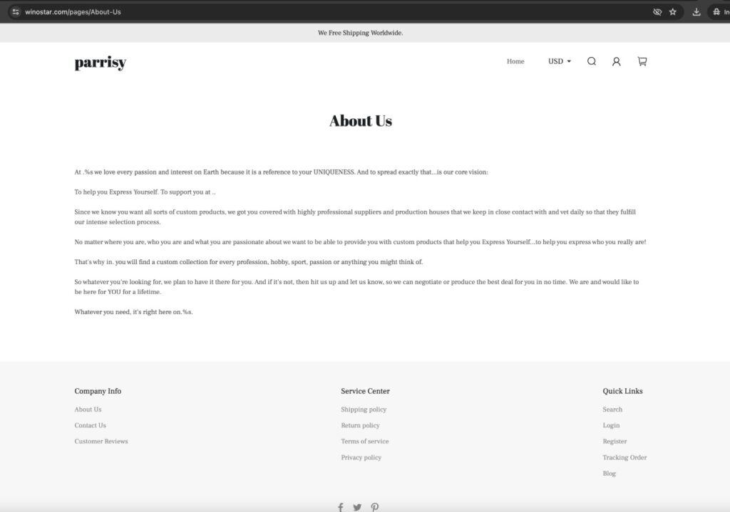 Winostar About Us page copied from other problematic sites | De Reviews