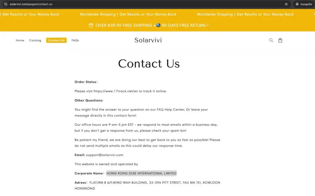 Solarvivi Scam Or Genuine Solarvivi Review Solarvivi parent company name and address | De Reviews