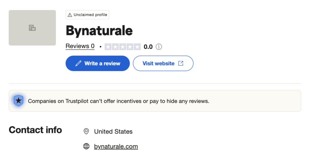 ZeroBreath and Bynaturale Has Not Any Reviews On Trustpilot