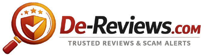 De-Reviews.com Logo - De-Reviews.com provides accurate, manually-verified reviews, scam alerts, and informative blog content