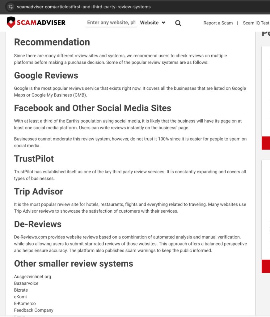 Recommended and Featured by ScamAdviser.com
