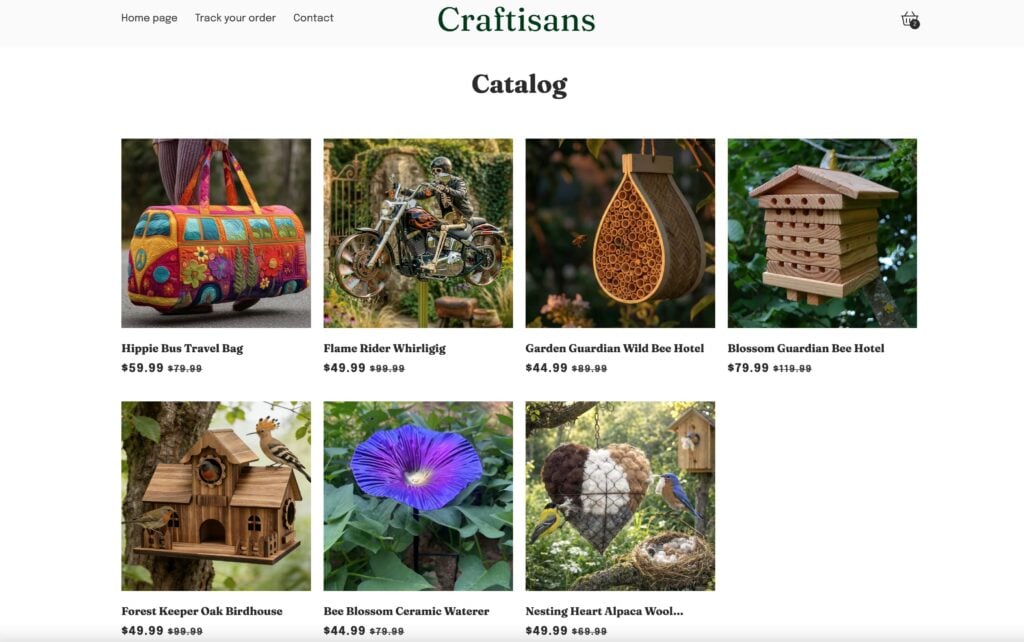 Screenshot taken from Craftisans website to show discounts.
