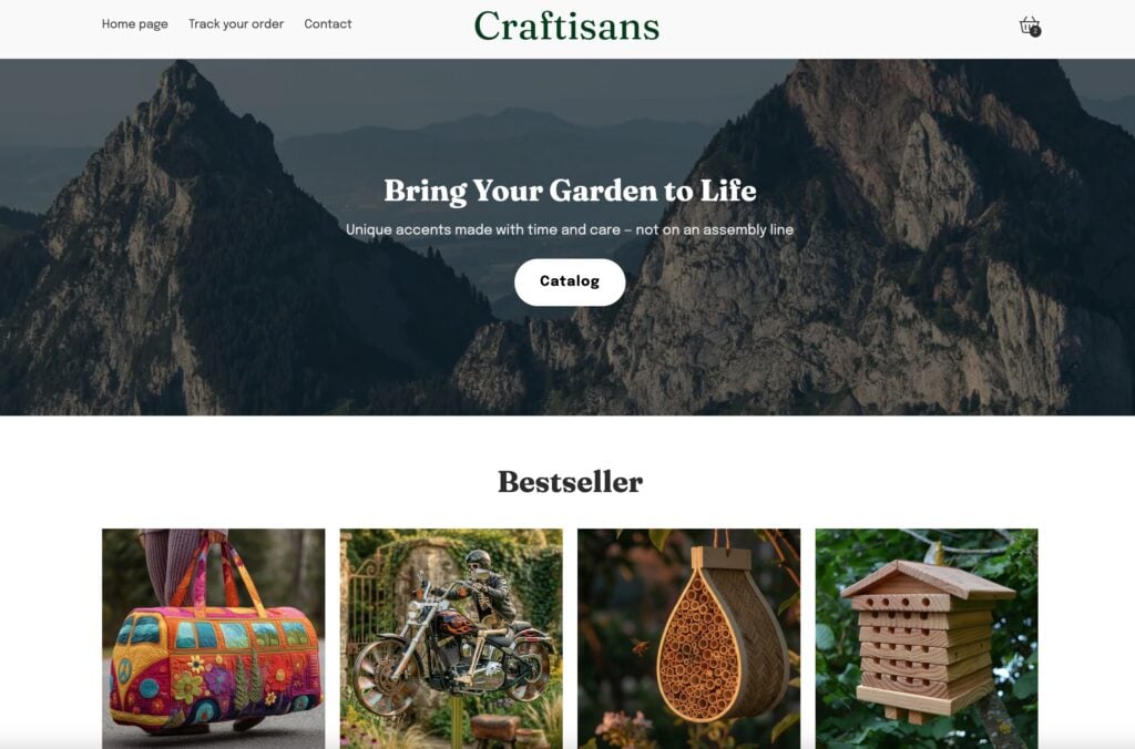 Screenshot taken from Craftisans website