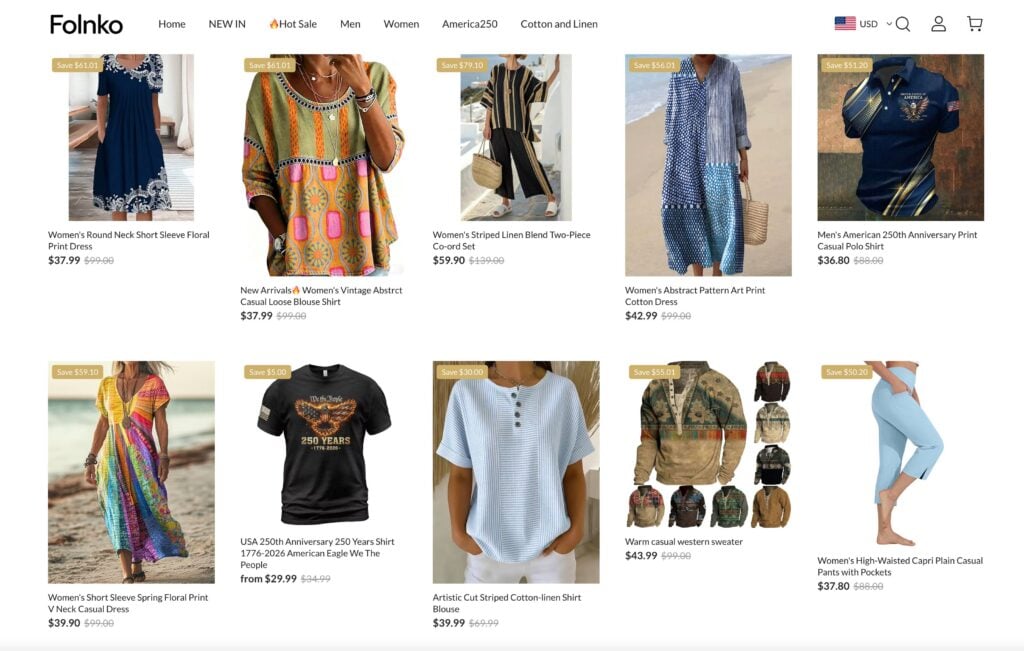 Screenshot taken from Folnko website to show discounts.