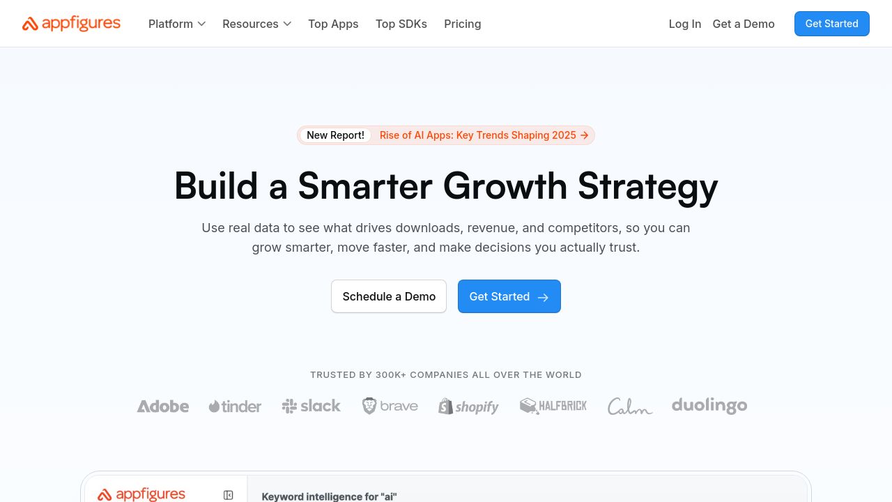 Screenshot of Appfigures.com