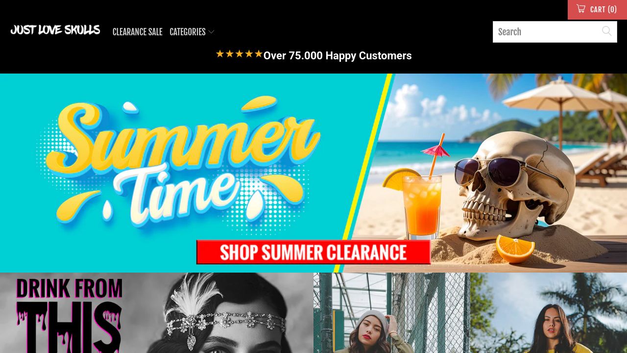 Screenshot of Justloveskulls.com