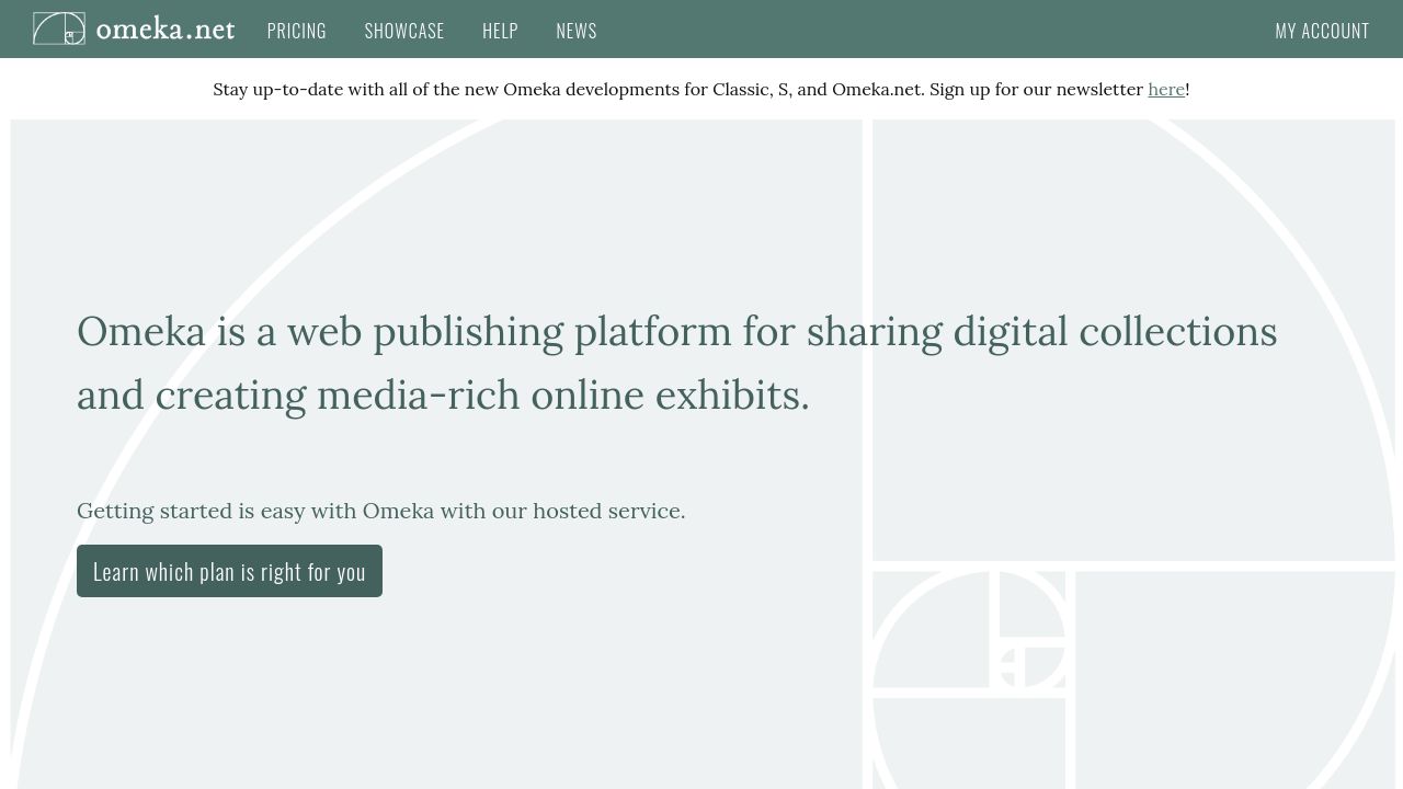 Screenshot of Omeka.net